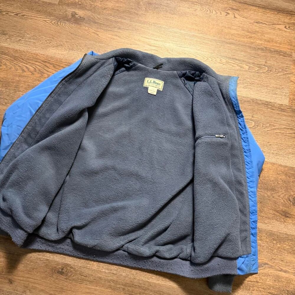 Vintage 80’s L.L. Bean Jacket Mens Large Tall Blue Fleece Lined Bomber Full Zip - Picture 4 of 7